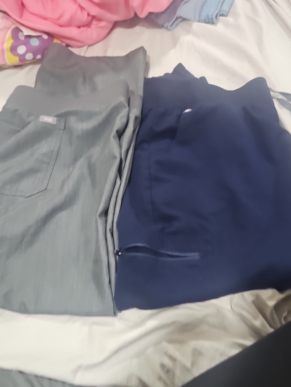 Two Women's Scrub Pants in Slate Gray and Navy Sz 2X/p